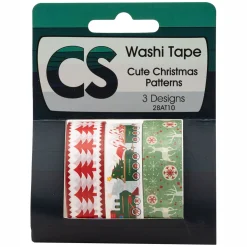 Colorations - Washi Tape Kerst 3 Rollen, 5mtr. Hot
