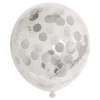 Confetti Ballonnen Papieren Confetti Metallic Zilve 30cm, 6st.>Globos Sale