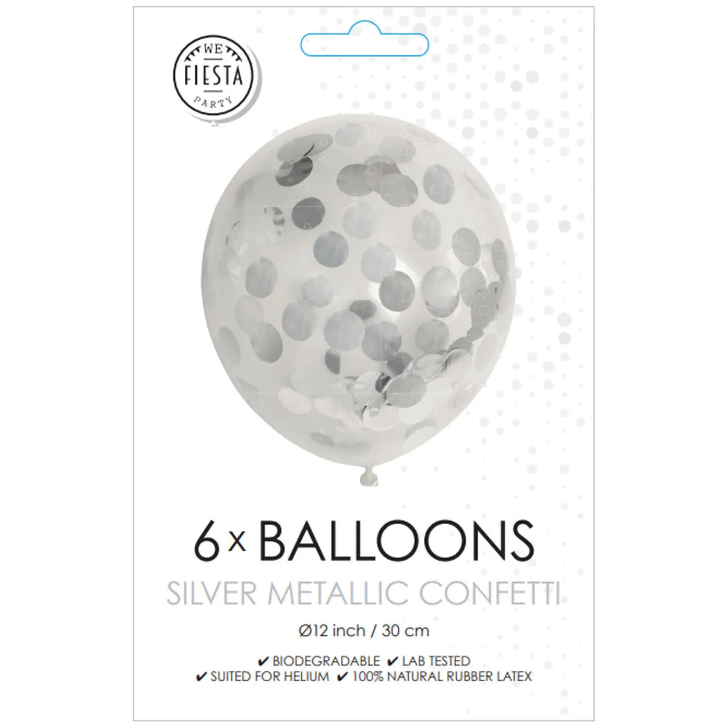Confetti Ballonnen Papieren Confetti Metallic Zilve 30cm, 6st.>Globos Sale