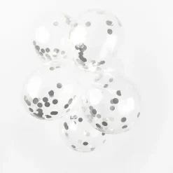 Confetti Ballonnen Papieren Confetti Metallic Zilve 30cm, 6st.><noscript><img width=