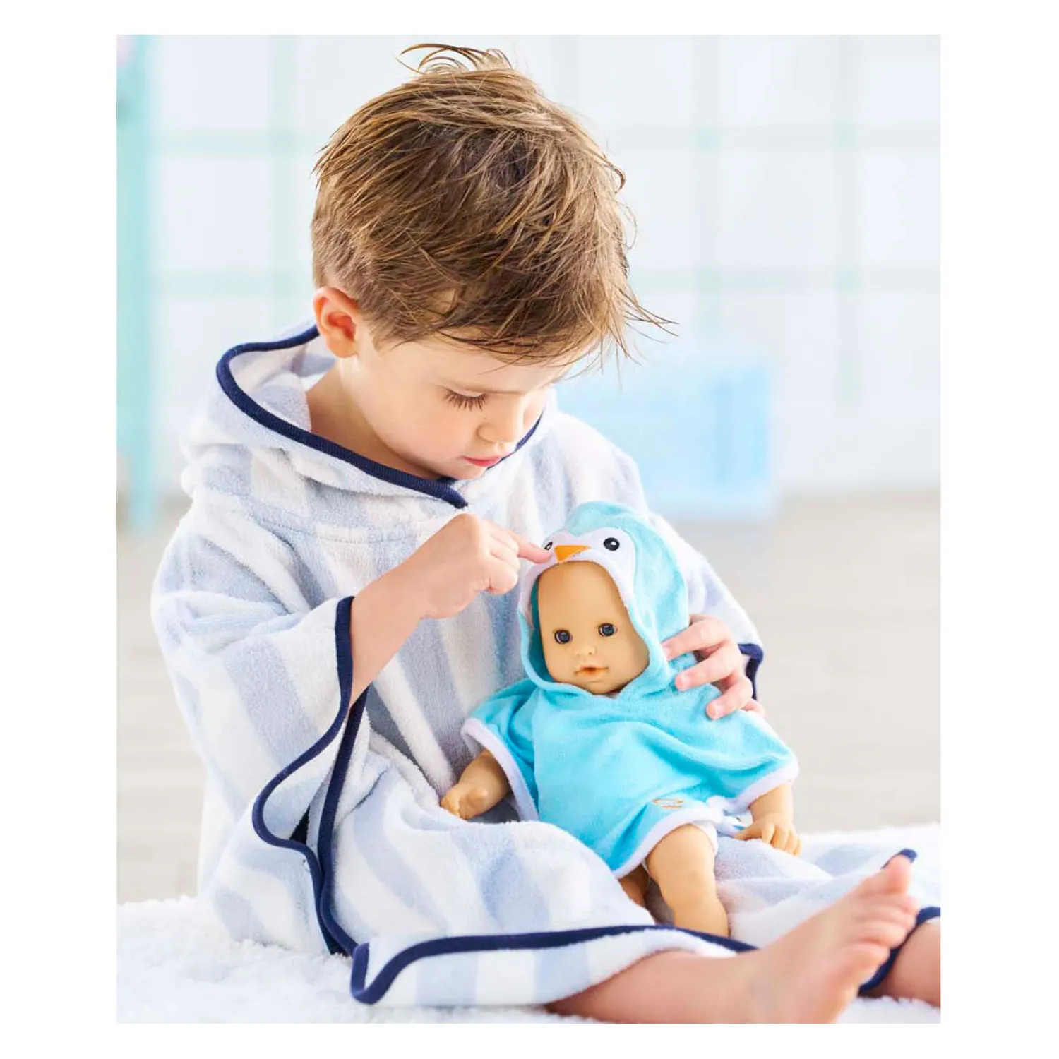 Badcape voor Babypop - Pinguin, 30cm-Corolle Clearance