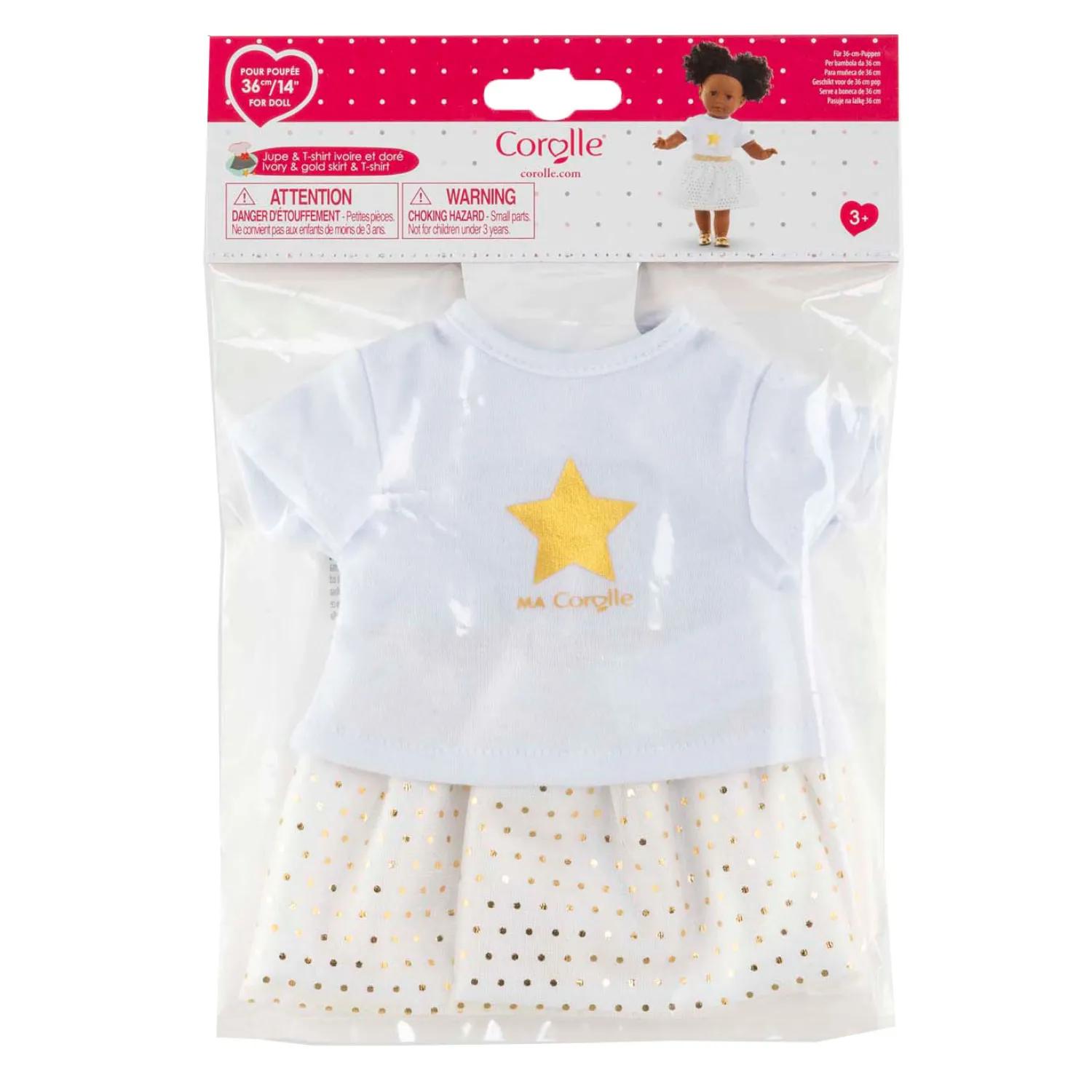Corolle Topje en Rok Set voor Poppen van 36cm - Ivoor/Goud Best