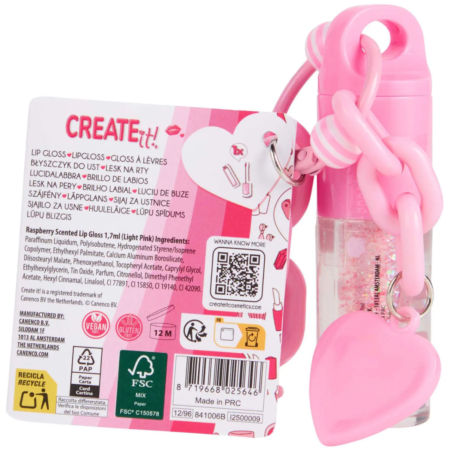Create It! Beauty Lipgloss Chunky Sleutelhanger-Canenco Hot