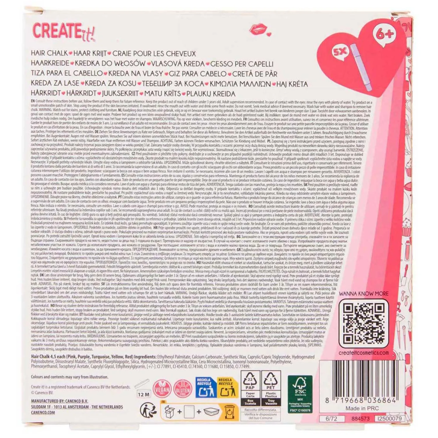 Create It! Haarkrijt Pennen - 5st-Canenco Outlet