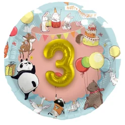 Folat BV 3D Folieballon Dieren met Leeftijd, 1-5 jr.