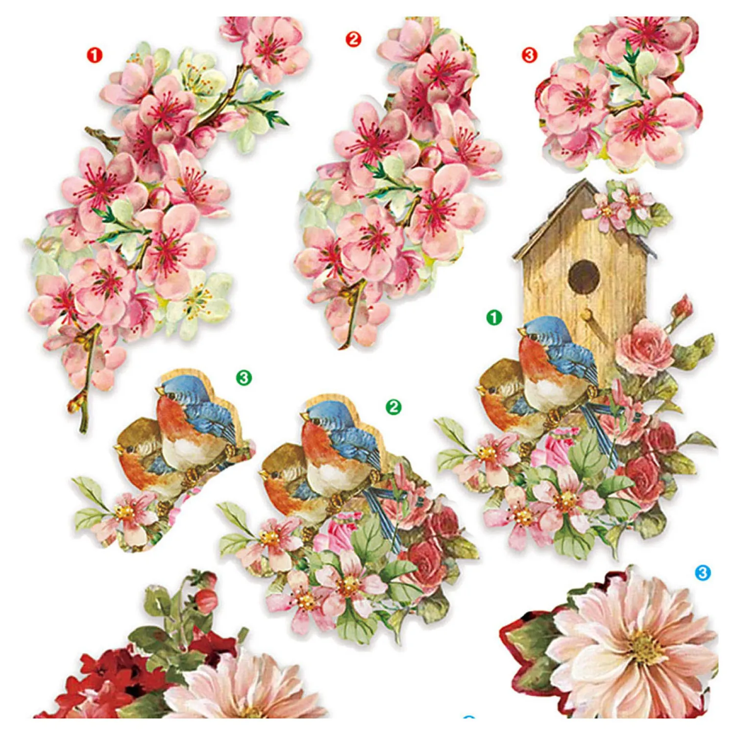 3D Vellen Bloemen en Vogels, 4 Vellen-Creativ Company Online