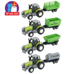 Die-cast Groene Trekker met Aanhanger en Pull-backfunctie Discount