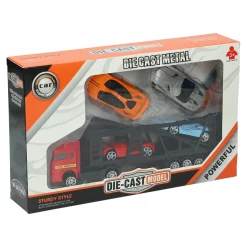 Die-cast Transporter met 4 metalen auto's><noscript><img width=