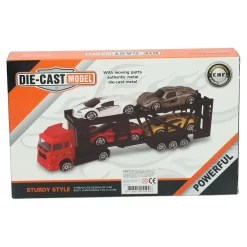 Die-cast Transporter met 4 metalen auto's><noscript><img width=