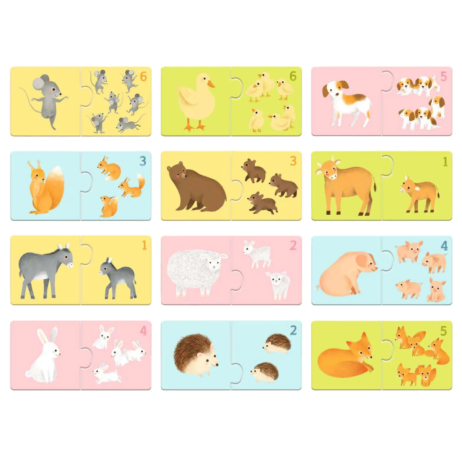 Combinatiepuzzel Dieren - 12st.>Djeco New