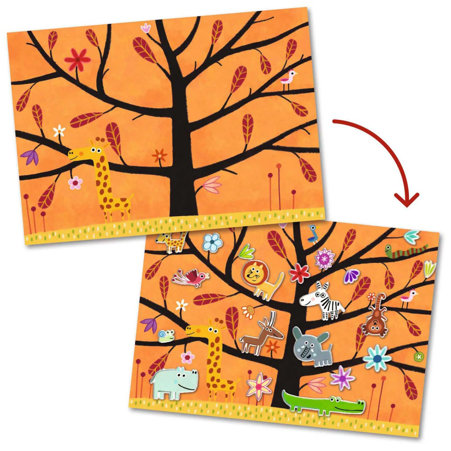 Creatief Mapje met 30 Stickers - Boomdieren-Djeco Sale