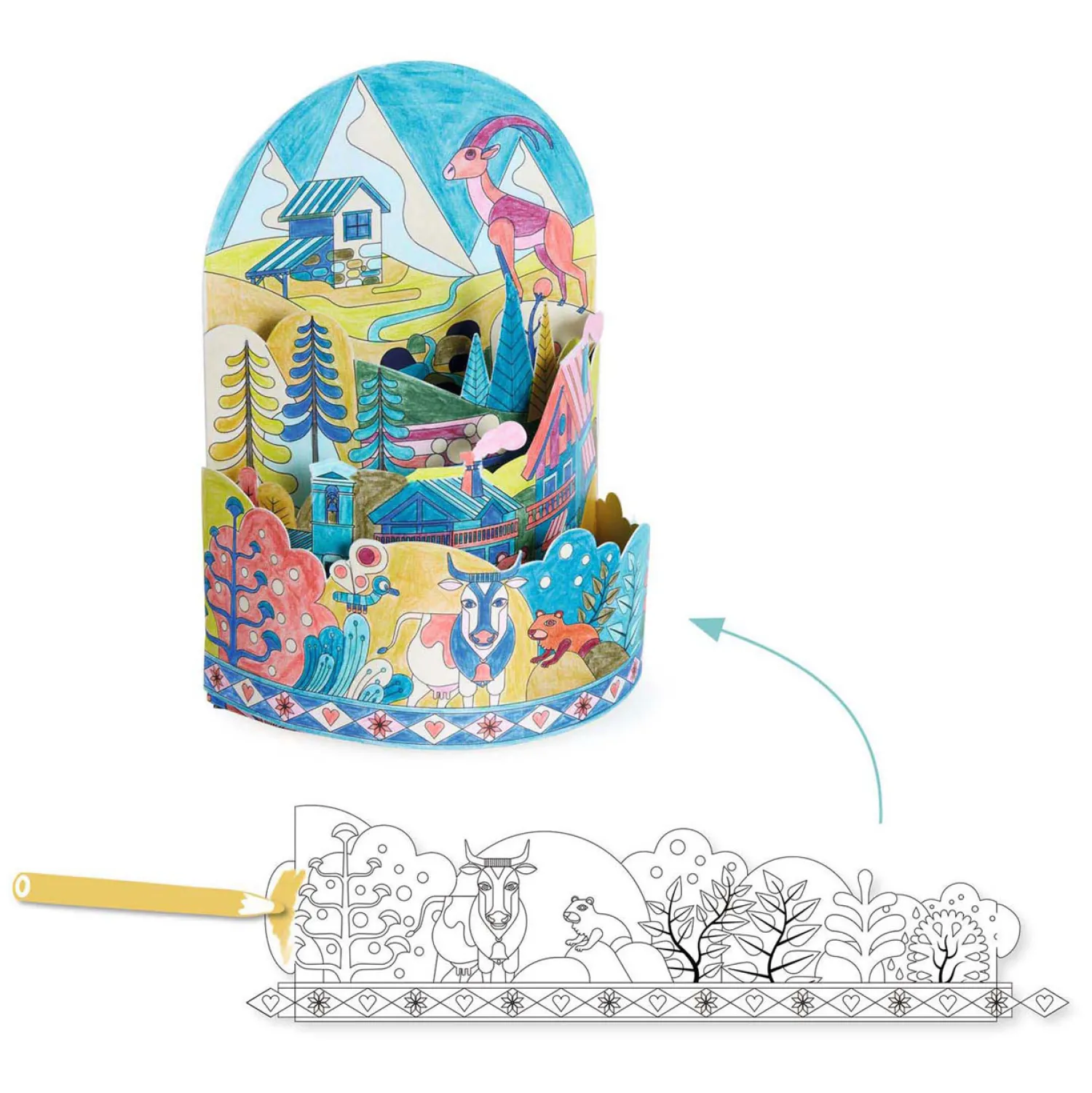 3D Kleurplaat Koe-Djeco Hot