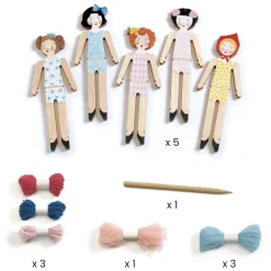Djeco DIY - Knutselset 5 Houten Popjes Discount