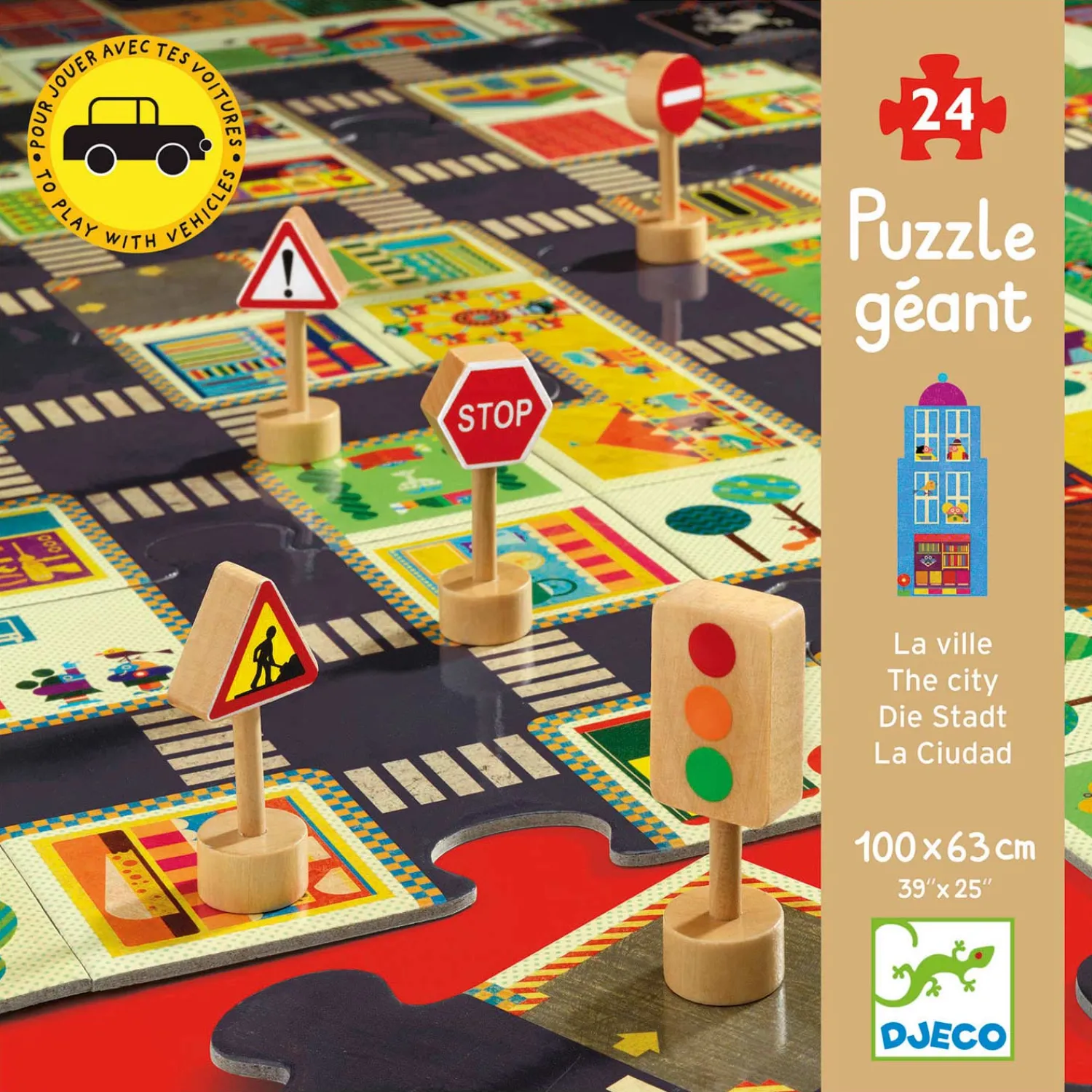 Grote Vloerpuzzel De Stad, 24 st.>Djeco Best