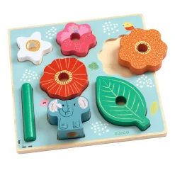 Djeco Houten Noppenpuzzel en Stapelspel - 7dlg. New