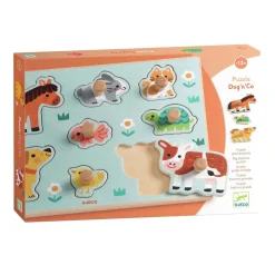 Houten Noppenpuzzel Boerderij - 8dlg.-Djeco Online