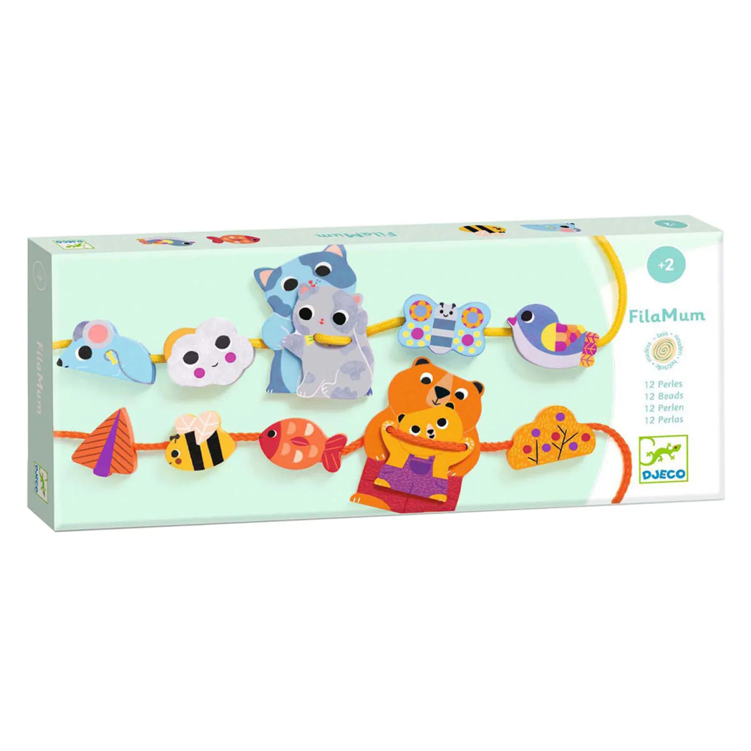 Houten Rijgkralen - Incl 2 Koordjes-Djeco Clearance