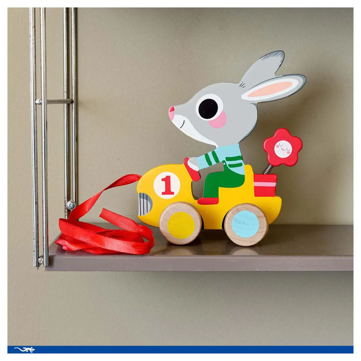 Houten Trekfiguur Kleurrijk Konijn-Djeco New