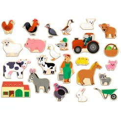 Magnetische Houten Stukken Boerderij - 24dlg.>Djeco Clearance