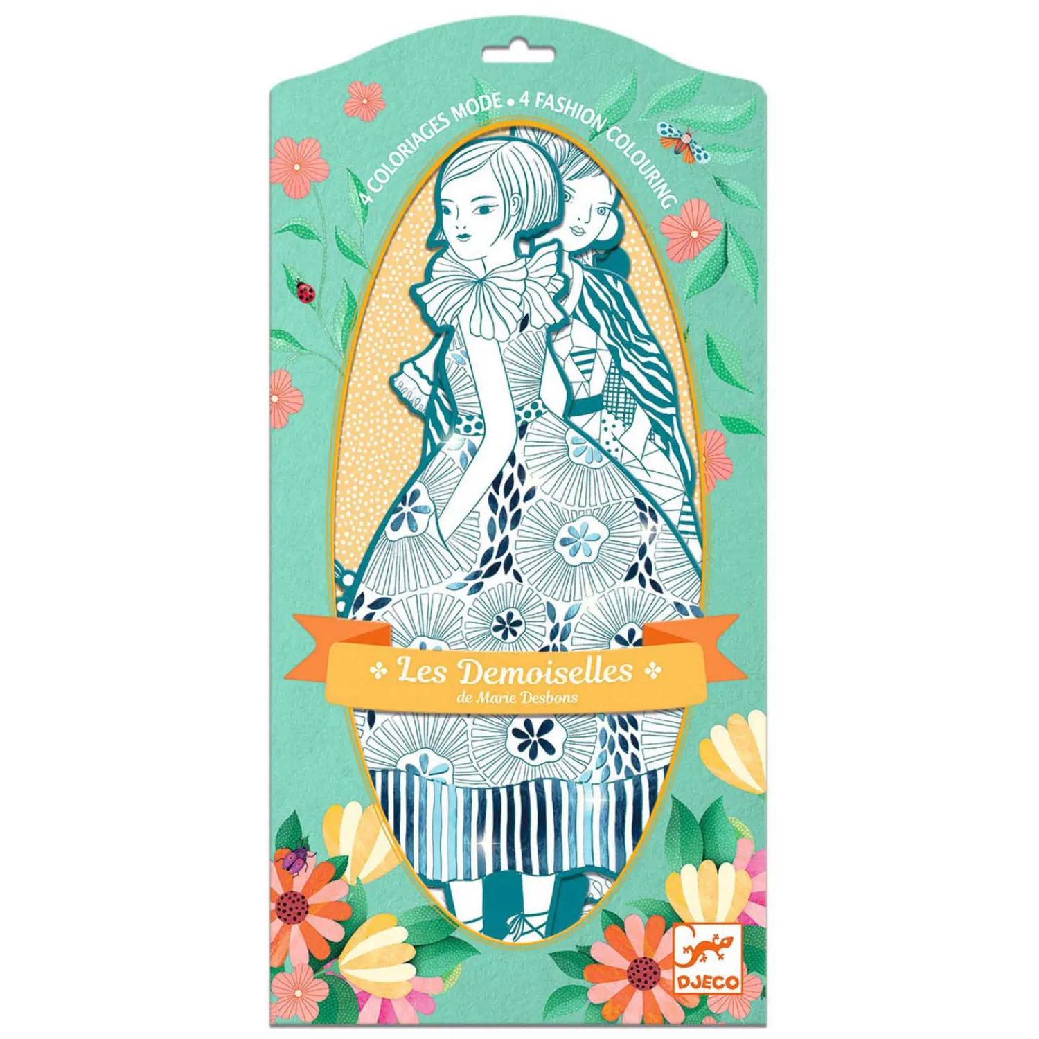 Djeco Mode Silhouetkleurplaten 32cm Rebekka - 4st. Hot