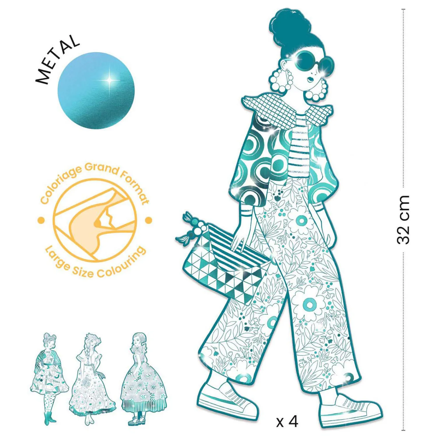 Djeco Mode Silhouetkleurplaten 32cm Rebekka - 4st. Hot