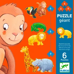Safaridieren 6in1 Legpuzzel XL-Djeco Hot