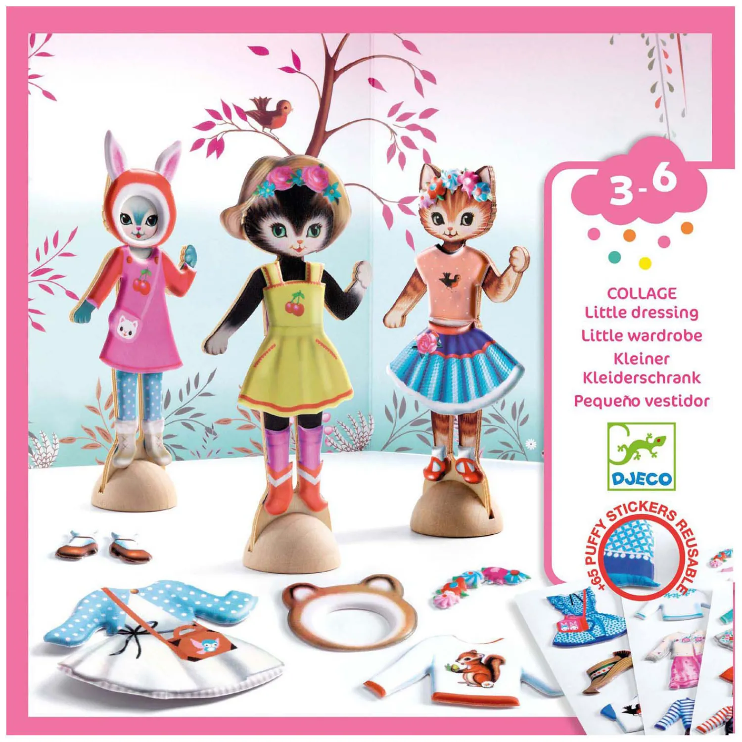 Stickers Plakken - Aankleedpoezen met Achtergronden>Djeco Discount