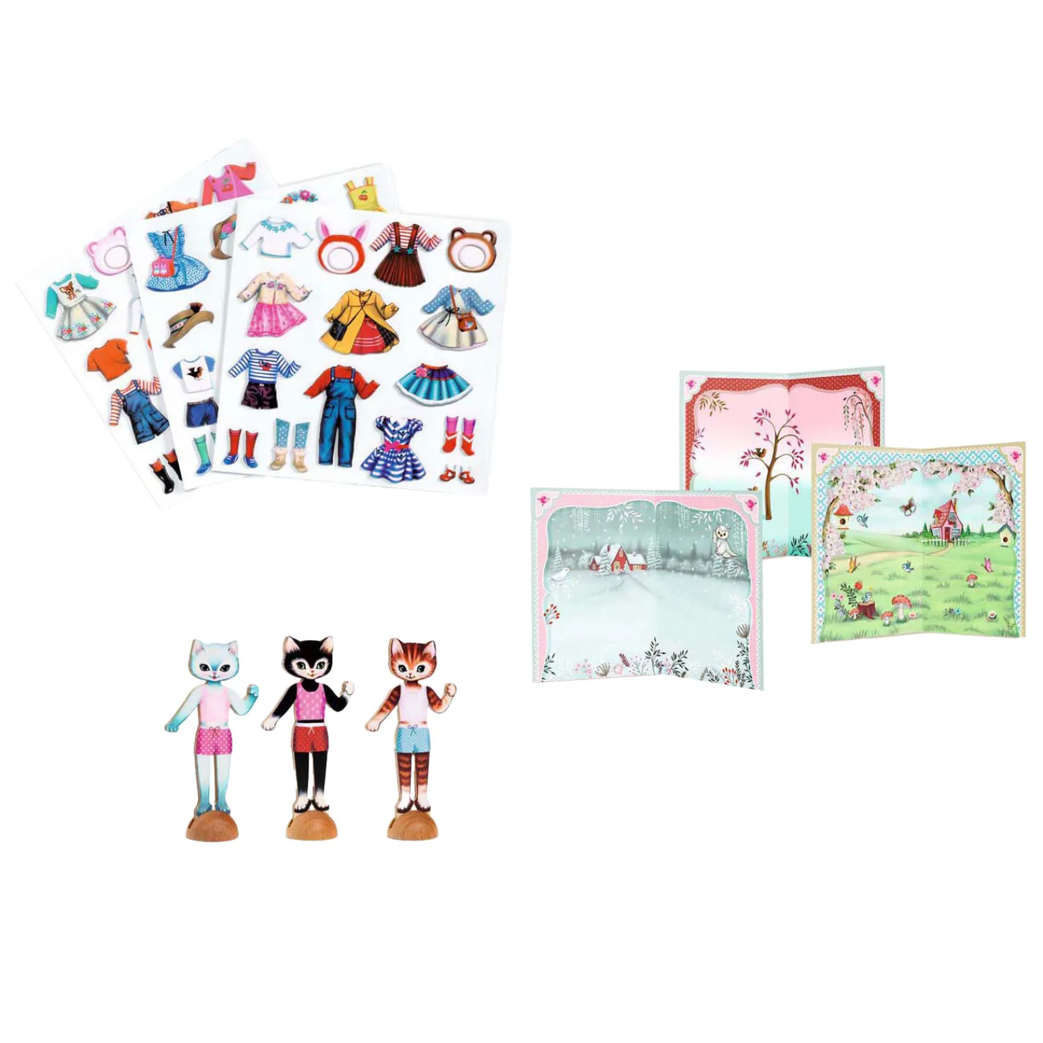 Stickers Plakken - Aankleedpoezen met Achtergronden>Djeco Discount