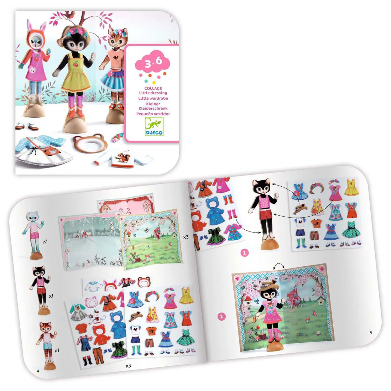 Stickers Plakken - Aankleedpoezen met Achtergronden>Djeco Discount