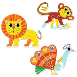 Wilde Dieren Duo Puzzel, 6 puzzels-Djeco Clearance