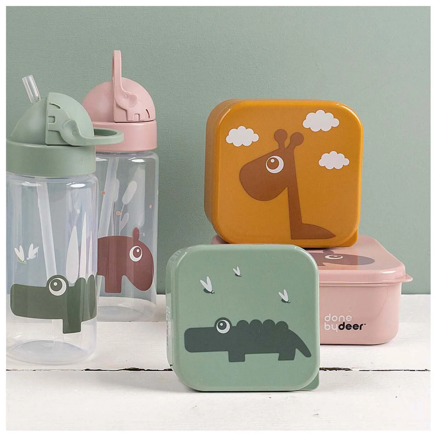 Rietjesbeker Croco Groen, 350ml>Done by Deer New