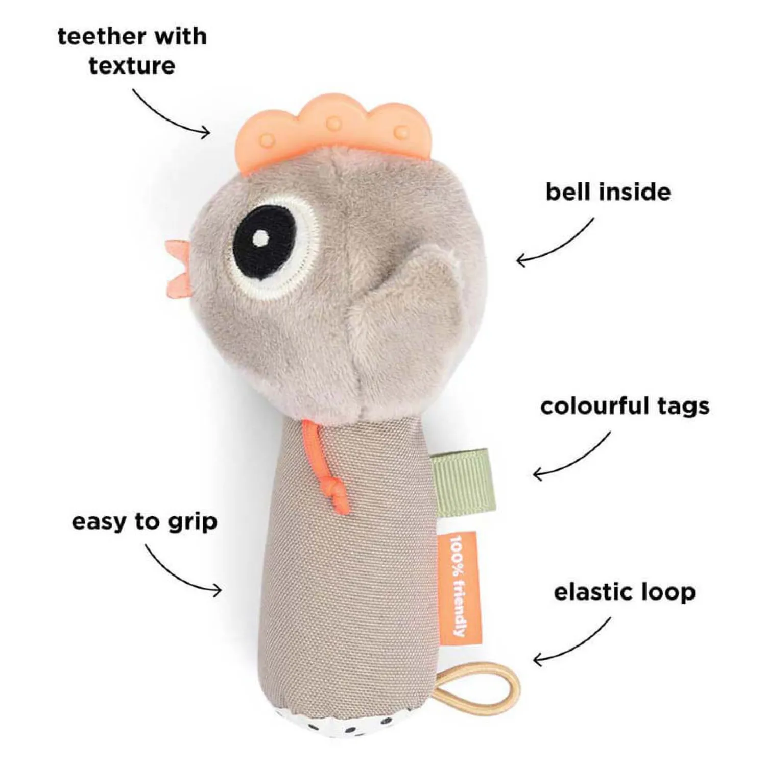 Sensorische Rammelaar Kleine Boerderij Beige>Done by Deer Hot