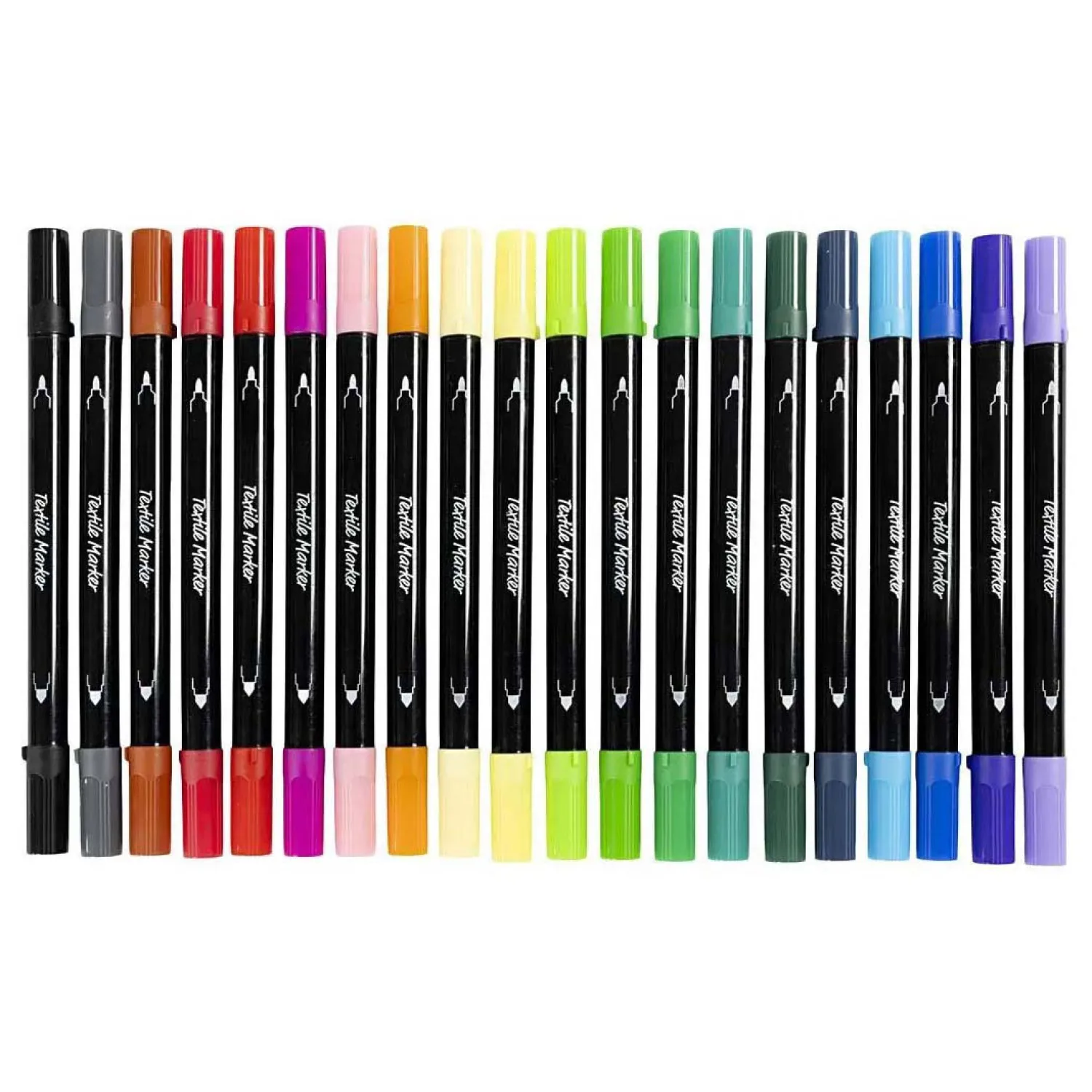 Dubbelzijdige Textielstiften - Basiskleuren, 20st.>Creativ Company Clearance