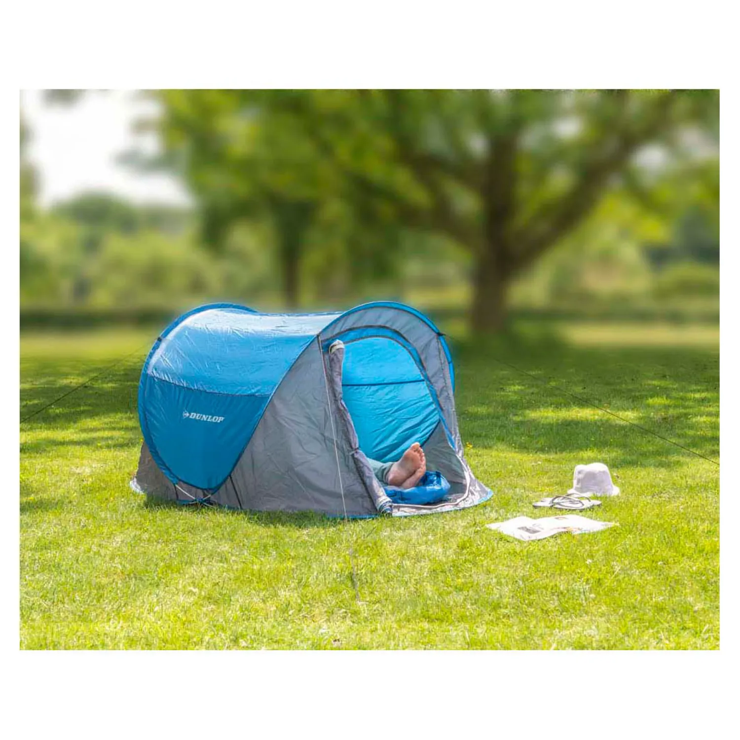 DUNLOP Pop-up Tent voor 2 Personen - 255x155x95 cm - Snel Opzetbaar & Weerbestendig Outlet