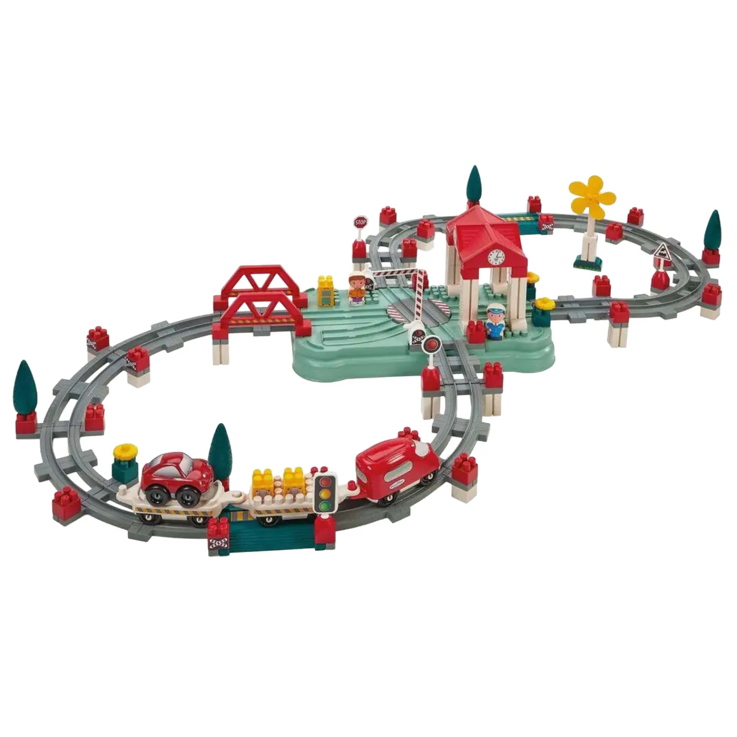 Abrick Ecoiffier - Bouwset Treinbaan, station en Accessoires, 140dlg.