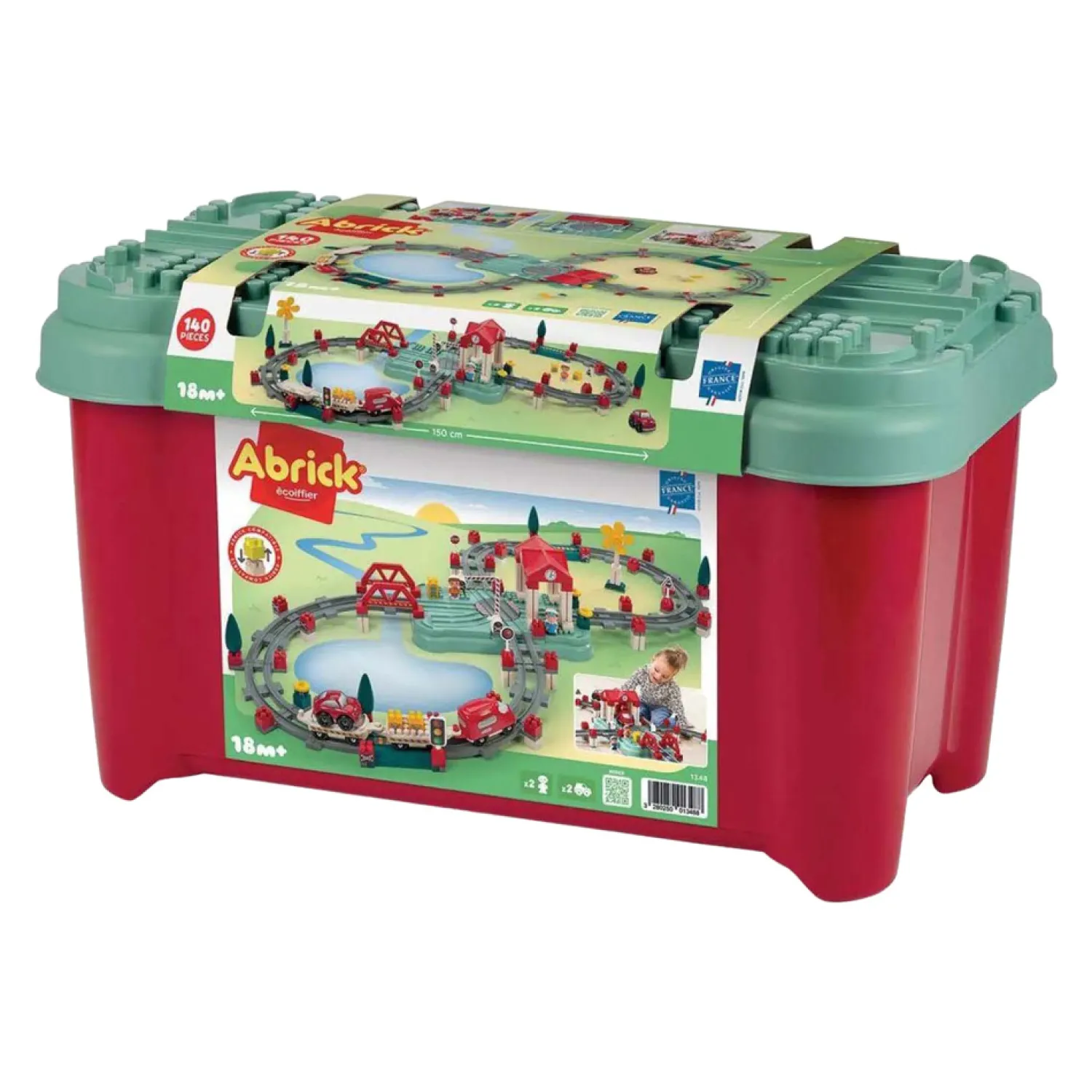 Abrick Ecoiffier - Bouwset Treinbaan, station en Accessoires, 140dlg.