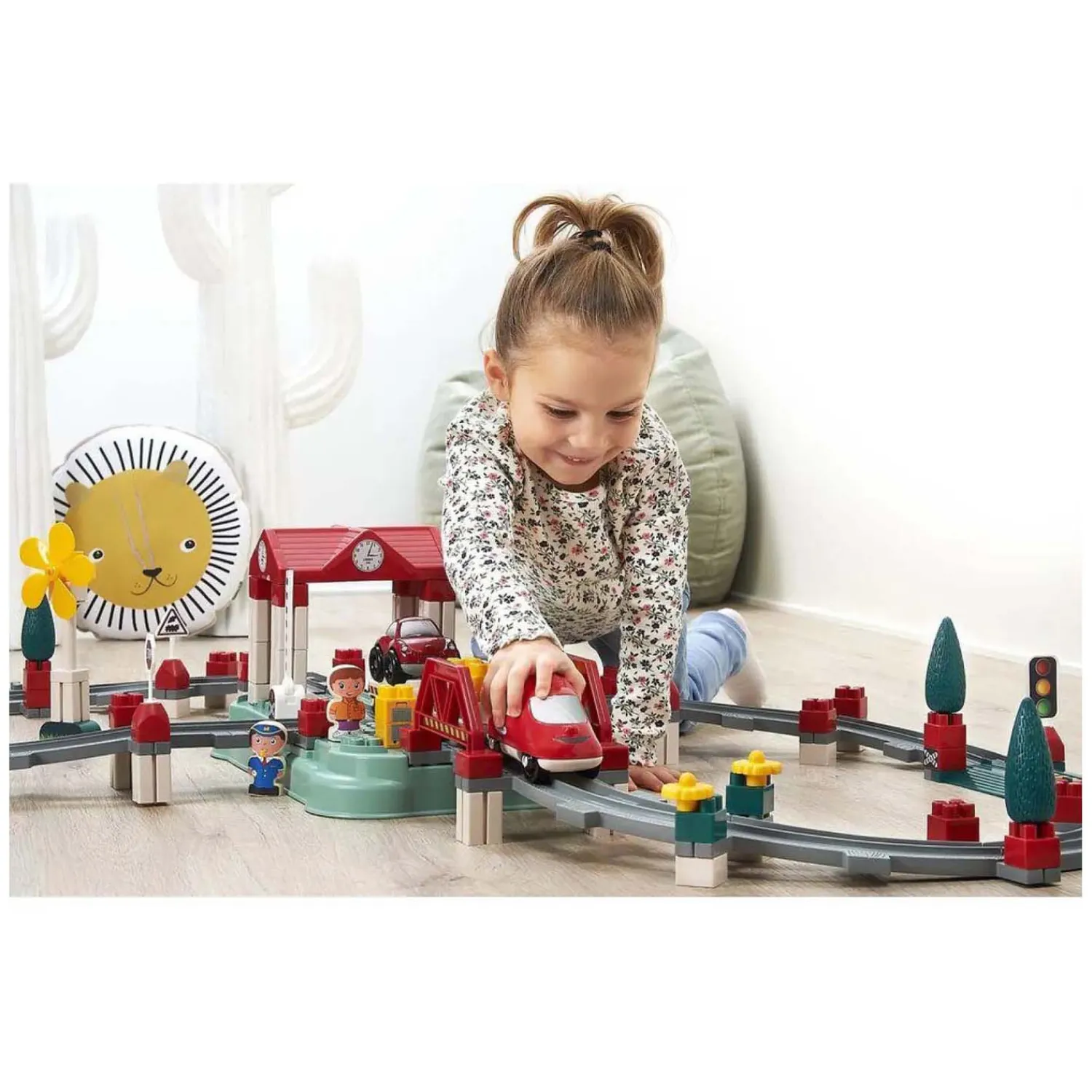 Abrick Ecoiffier - Bouwset Treinbaan, station en Accessoires, 140dlg.