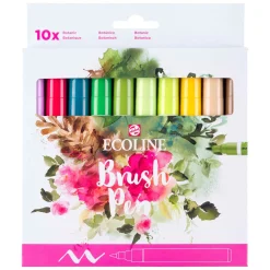 Ecoline Brush Pen set Botanisch, 10 Kleuren>Bruynzeel Hot