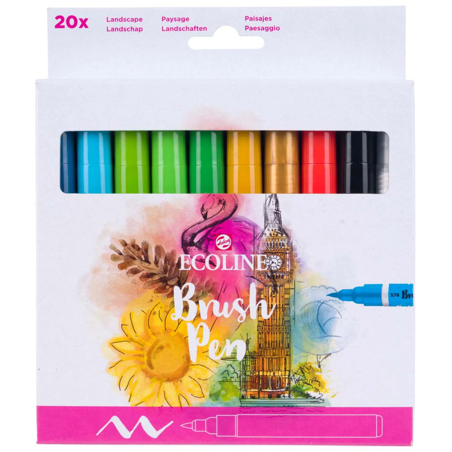 Ecoline Brush Pen Set Landschappen, 20 Kleuren>Bruynzeel Discount