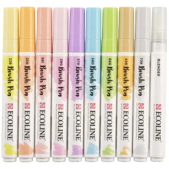 Bruynzeel Ecoline Brush Pen Set Pastel, 10 Kleuren New
