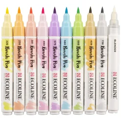 Bruynzeel Ecoline Brush Pen Set Pastel, 10 Kleuren New