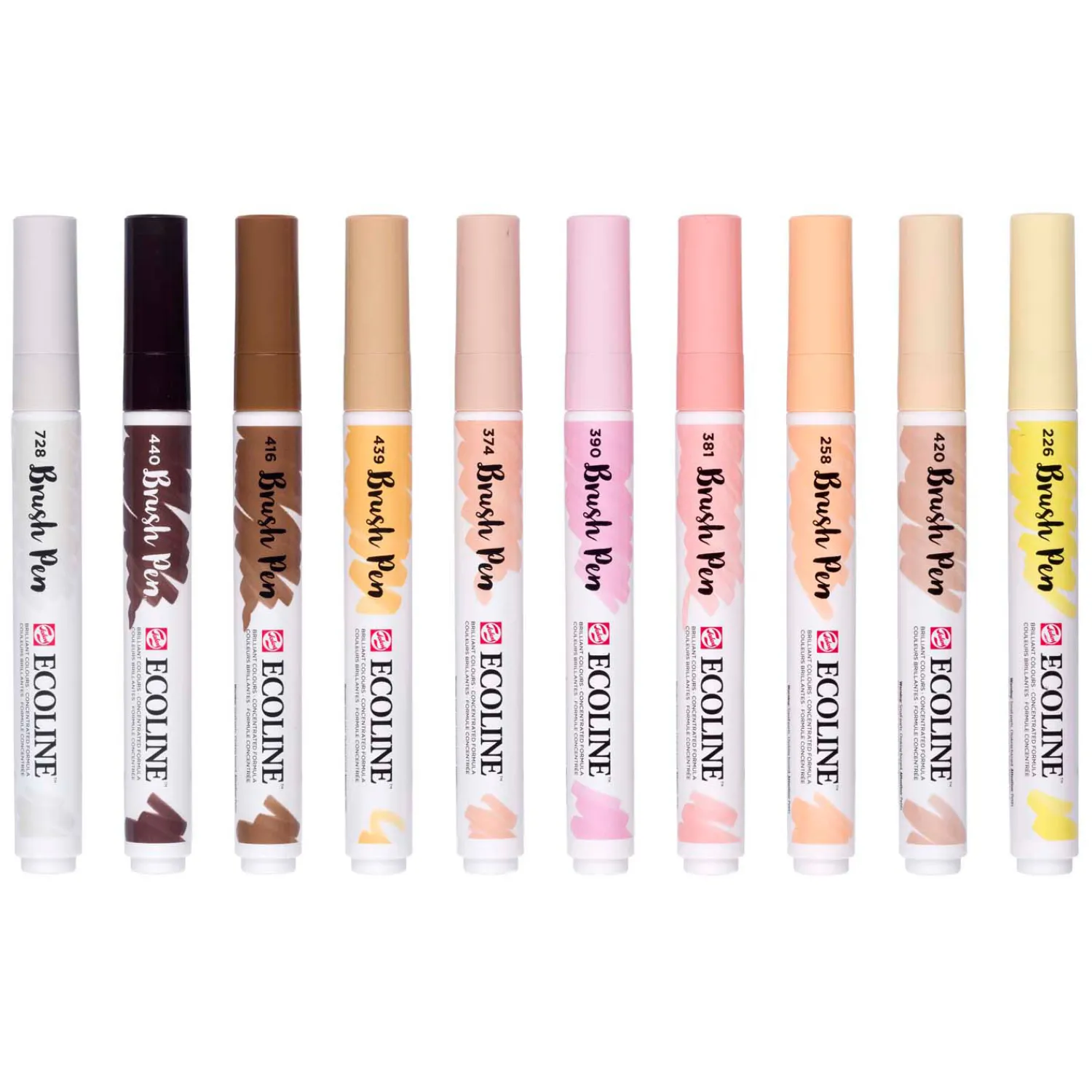 Ecoline Brush Pen set Portret, 10 Kleuren-Bruynzeel Hot