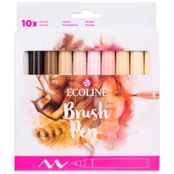 Ecoline Brush Pen set Portret, 10 Kleuren-Bruynzeel Hot
