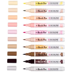 Ecoline Brush Pen set Portret, 10 Kleuren-Bruynzeel Hot