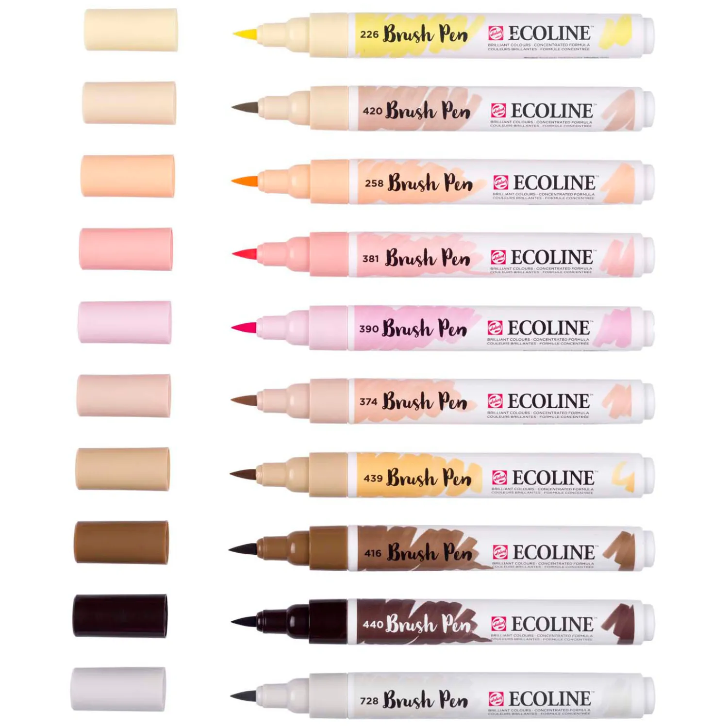 Ecoline Brush Pen set Portret, 10 Kleuren-Bruynzeel Hot