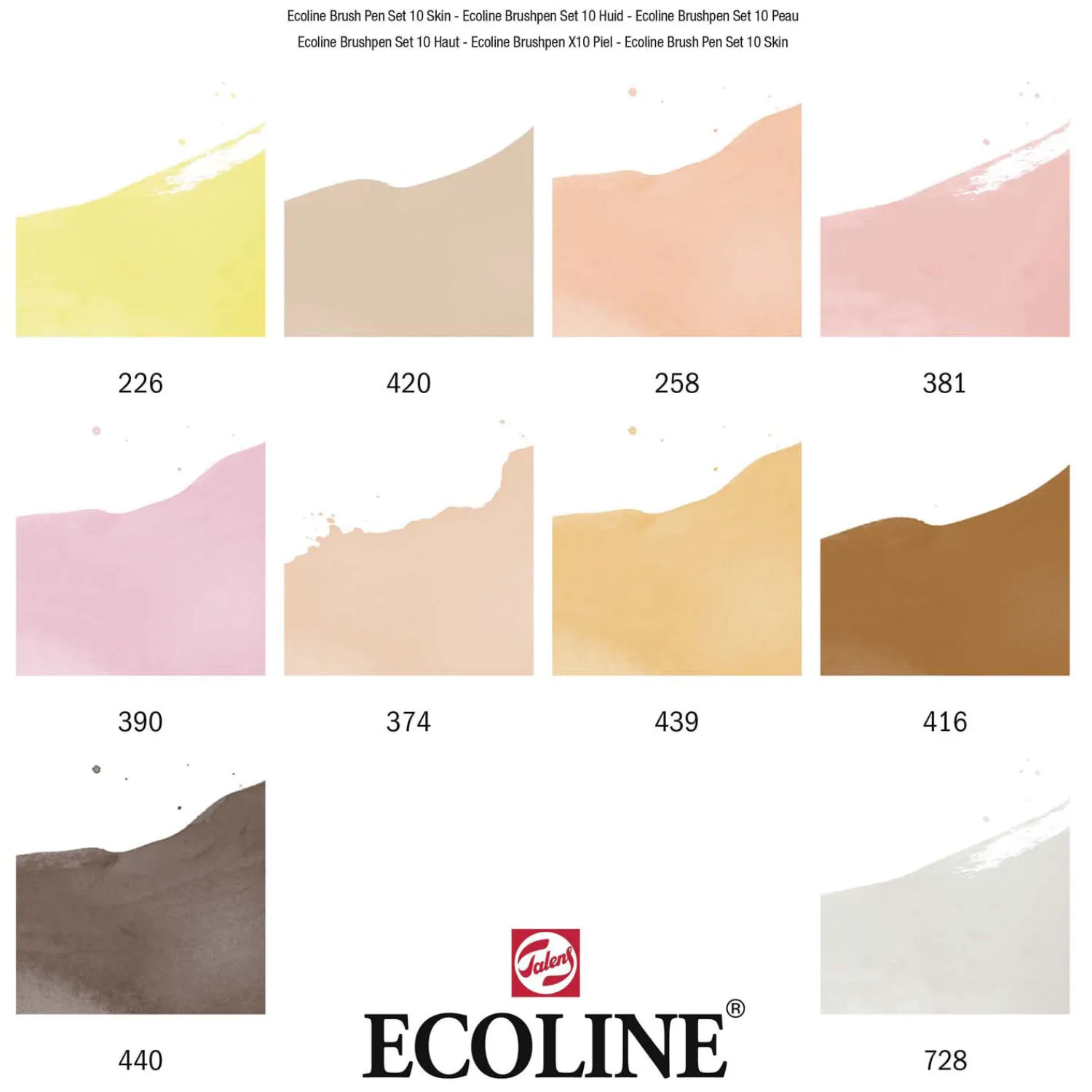 Ecoline Brush Pen set Portret, 10 Kleuren-Bruynzeel Hot