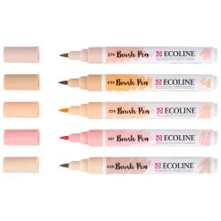 Ecoline Brush Pen set Portret, 5 Kleuren-Bruynzeel Hot