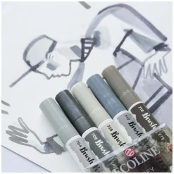 Bruynzeel Ecoline Brush Pen set Schaduw, 5 Kleuren Online