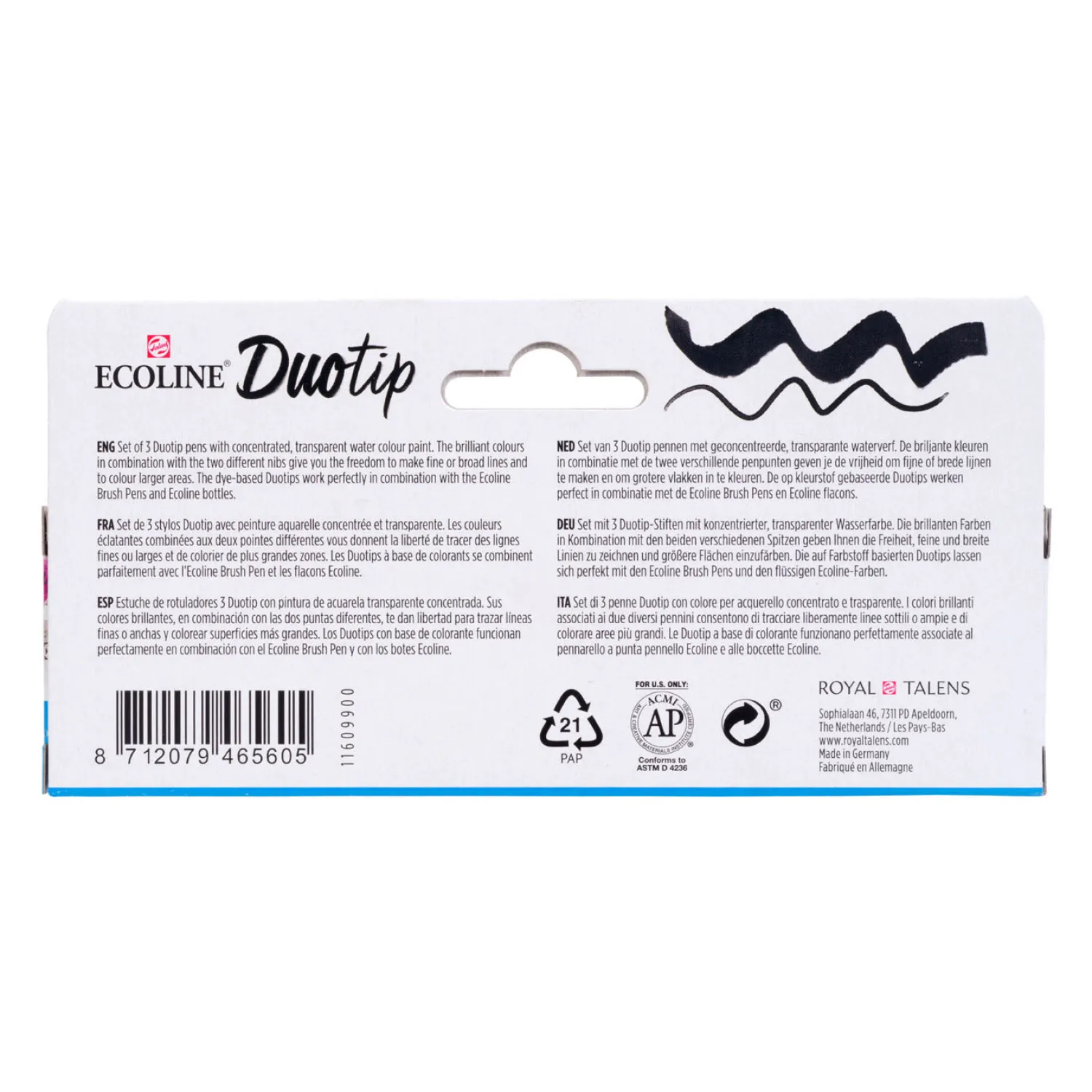 Talens Ecoline Duotip Markers Primaire Set, 3dlg. Outlet