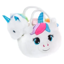 Eenhoorn Knuffel in Handtas Pluche - Wit, 20cm- Sale